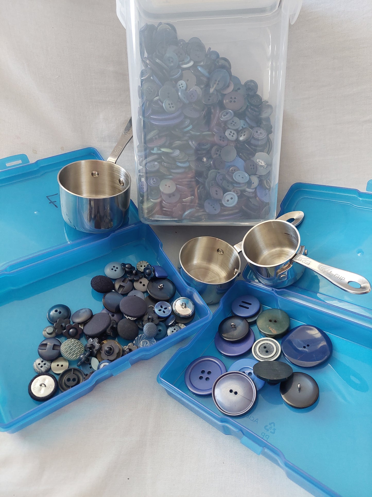 Single color- Blue. Includes unique/ uncommon buttons.