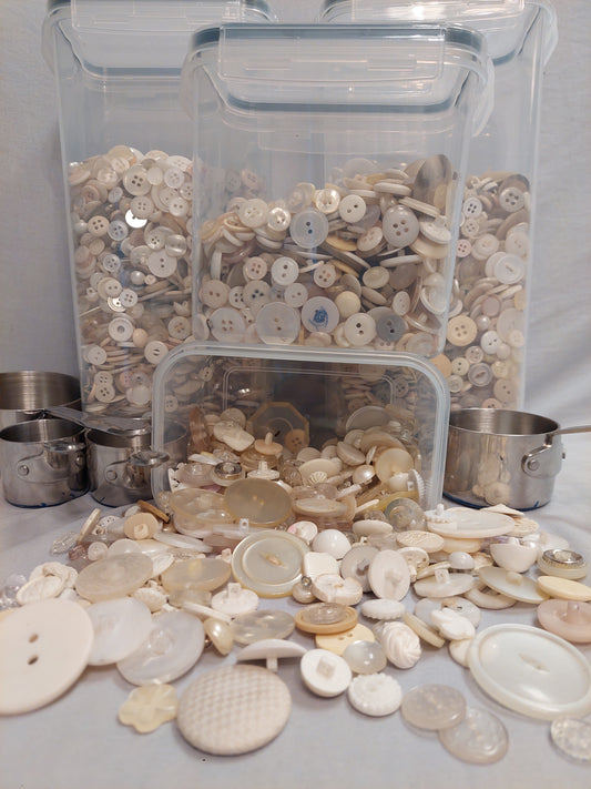 Single color- White buttons. Includes Uncommon/ Unique buttons.